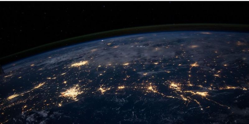 View from space of a section of Earth showing artificial lights