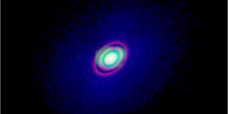 Image show the gas and dust rings around a young star. These is a protoplanetary ring