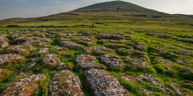 Landscape of Yorkshire Dales showing rocks and a hill