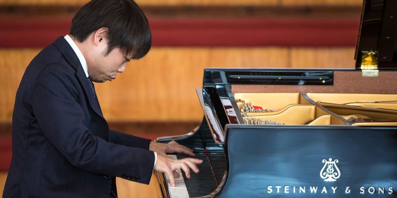 Masaru Yoshitake performs on a Steinway in the University of Leeds' Great Hall during the last Leeds International Piano Competition in 2015.