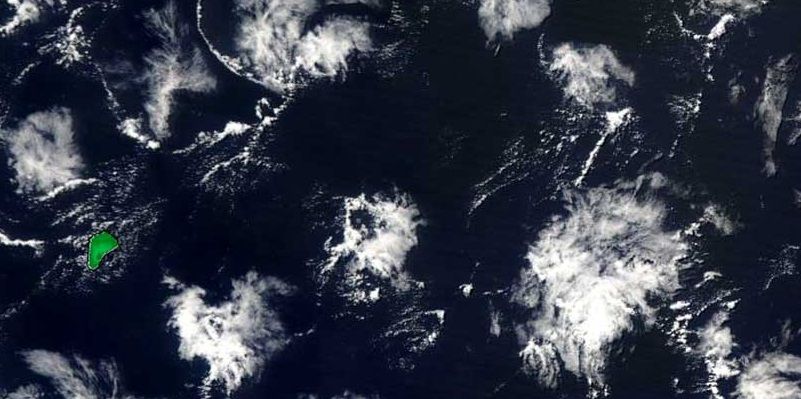 Satellite photo of trade-wind cumulus clouds over Barbados